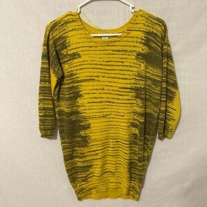 Yellow and Brown Striped Women's Sweater dress